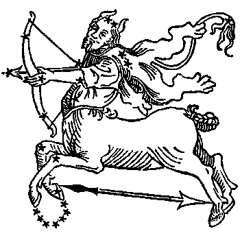 Sagittarius, illustration from a 1482 edition of a book by Hyginus.